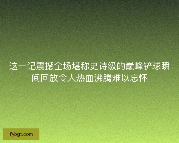 这一记震撼全场堪称史诗级的巅峰铲球瞬间回放令人热血沸腾难以忘怀