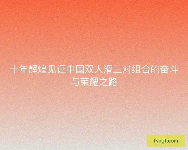 十年辉煌见证中国双人滑三对组合的奋斗与荣耀之路